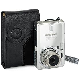 Leather Camera Case for the Pentax Optio S7, S12 - Black by Blue Nook