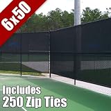 Black 6' Tall Fence Screen Windscreen Mesh Fabric 50' Wide Outdoor