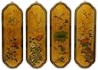 Asian Gifts, Art & D&eacute;cor - 36" Curved Chinese Lacquer Wall Plaques (Set of 4) - Golden Birds & Flowers