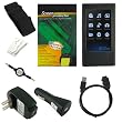 Samsung P2 Silicone Skin Protective Cover (BLACK) w/ USB 2in1 Sync Charging Cable, Universal USB Wall Charger, Universal USB Car Charger, Retractable Aux / Auxiliary 3.5mm to 3.5mm Cable and Screen Protector