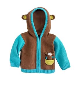 Fair Indigo Joobles Mel the Monkey Baby Organic Cardigan (12-18 Months)