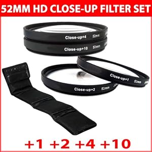 Close Up Filter Set (+1, +2, +4 and +10 Diopters) Magnification Kit – Metal Rim includes deluxe case For Nikon D3000, D5000, D7000, D3100, D5100 Digital SLR Camera Which Have Any Of These (18-55mm, 55-200mm, 50mm) Nikon Lenses
