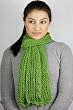 Handmade Ultra Soft Scarf - Open Knit in Apple Green with Crocheted Border (One-of-a-kind)