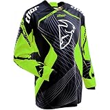 Thor MX Phase Spiral Youth Boys Dirt Bike Motorcycle Jersey w/ Free B&F Heart Sticker Bundle - Green / Medium