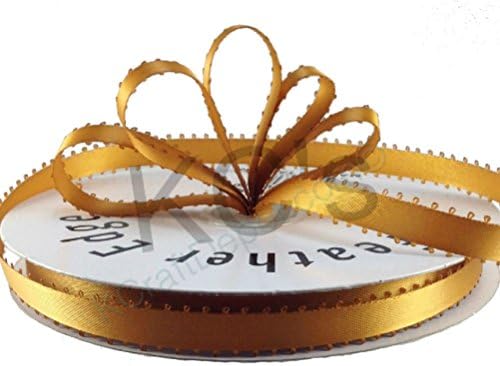 3/8" Gold Double Faced Satin Ribbon with PICOT Feather Edge 50 Yard Spool 100% Polyester