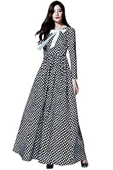 A-line Dots Print Polyester/Spandex  Evening Dress  With a Bow(s)
