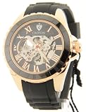 Best Price Mens Croton Imperial Ceramic Bezel Skeleton Automatic Watch Rose Gold Black Rubber Strap C1331061RGBS