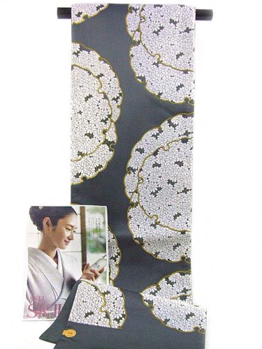 京都西陣 袋帯 正絹 グレー地に雪輪 仕立て代サービス