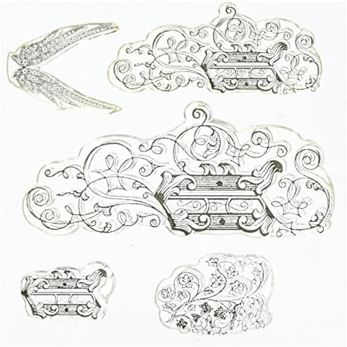Something Tattered V Initial Monogram Clear Stamps, 4 by 4-Inch