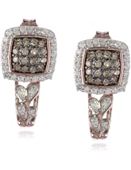 10k Rose Gold Cushion Natural Brown and White Diamond Earrings (4/10 cttw)