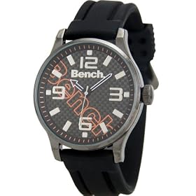 Bench Gents Black Dial Watch With Black Rubber Strap