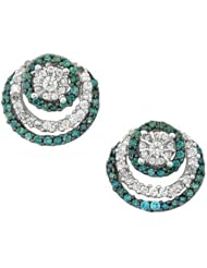 Blue Diamond and Diamond Fashion Earrings 1ctw