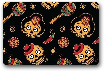 Custom Sugar Skull Doormats Machine-Wahable Floor Mat Rug Indoor/Outdoor (23.6"x15.7")
