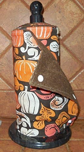 Roll of unpaper un-paper towels, set of 8 towels on a roll, snap together, kitchen towels, brown, orange, pumpkins, squash, leaves, leaf print, fall, autumn, reusable, re-use, washable towels