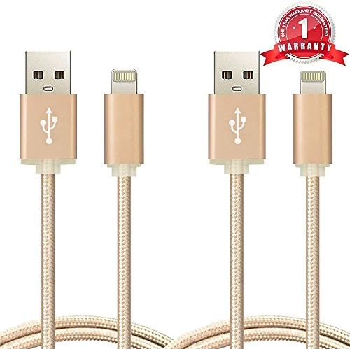 ESK (TM) Certified Nylon Braided Lightning to USB Cable - 2 Pack 10 Feet