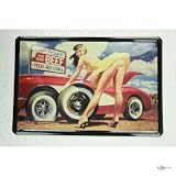 Sexy girl tin plate when changing tires 20x30 metal sign advertising Retro Tin Signs