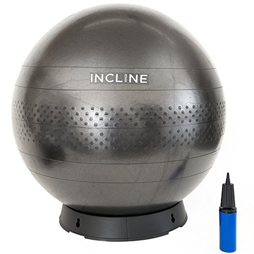Incline fit 65cm anti-burst yoga exercise ball with pump and ball…