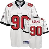 Gaines Adams Jersey: Reebok White Replica #90 Tampa Bay Buccaneers Jersey - Medium