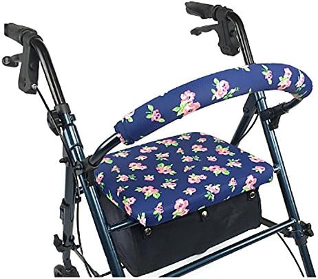 Crutcheze Pink Petite Floral Rollator Walker Seat and Backrest Covers Designer Fashion Accessories Made in USA