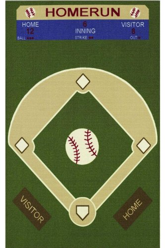Baseball Field Area Rug, 3-footx5-foot, GREEN