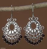 Garnet earrings, 'Bali Fanfare' 1 W 2 L