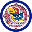 Kansas Jayhawks Suntime 12" Dimension Glass Crystal Wall Clock - NCAA College Athletics