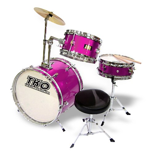 TKO 3-Piece Junior Childrens/kids Drum Set with Seat - PINK**