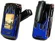 BLUE FLAMES DESIGN BLACK PROGUARD COVER HARD CASE PROTECTOR (With Optional Detachable Belt Clip) for MOTOROLA RAZR2 V8, V9M - RETAIL PACKAGING