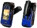 BLUE FLAMES DESIGN BLACK PROGUARD COVER HARD CASE PROTECTOR (With Optional Detachable Belt Clip) for MOTOROLA RAZR2 V8, V9M - RETAIL PACKAGING