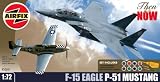 Airfix A50041 1:72 Scale Then and Now - McDonnell Douglas F-15 Eagle/ North American P-51D Mustang Twin Set Gift Set inc Paints Glue and Brushes