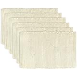 DII 100% Cotton Everyday Machine Washable Chindi Rag Placemat, 13 by 19-Inch, Natural, Set of 6