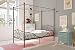 DHP Metal Canopy Kids Platform Bed with Four Poster Design, Scrollwork Headboard and Footboard, Underbed Storage Space, No Box Sring Needed, Twin, Pewter