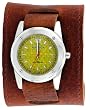 Nemesis #BSTW051Y Men's Premium Divers Wide Leather Cuff Band Sports Watch