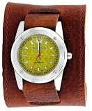 Nemesis #BSTW051Y Men's Premium Divers Wide Leather Cuff Band Sports Watch