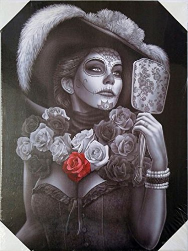 DGA Day of the Dead Great Dame of Death Stretched Wood Frame Canvas Wall Art 12x16 Inches - Catrina