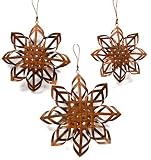 Set of 3 Rusty Tin Metal Snowflake Ornaments