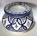 Moroccan Handmade Two-Piece Ceramic Blue Fez Large Ashtray