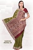Olive Green Bangalore south Catlone Silk festival Saree / Sari
