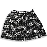 Fun Boxer - Mens 'Soccer' Cotton Boxer Shorts, Black, White