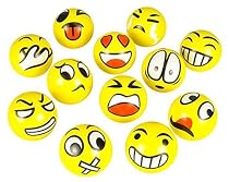 FUN Emoji Face Squeeze Balls- 12 ~ 3'' Stress Relax Emotional Toy Balls ~ Fun Office Holiday Gift ~ Stocking Stuffer ~ Gag Toy
