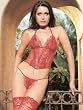 SALE SeXy Red Lace Corset Peek-A-Boo Mesh g-String Set
