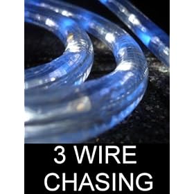 10Ft Rope Lights; 3wires neon blue and pure white chasing LED Rope Light Kit; Christmas... by DiodeArt
