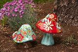 Evergreen 2CG033 Garden Field of Flowers Statue, Mushrooms, Set of 2
