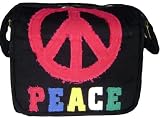 New Black Messenger Bag Peace Sigh