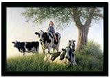 Girls Club Riding Cow Art Robert Duncan Framed Print