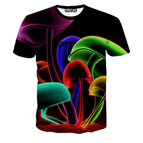 FaPlus Men's Fashion Cool Magic Mushrooms 3D Print T-Shirts