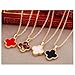 HuaYang Hot Korean Fashion Enamel Lucky Clover Shape Necklace Pendant(4Pcs: White/Black/Leopard/Red)