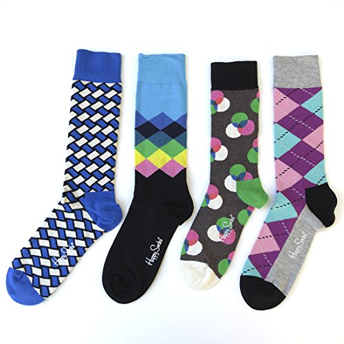 Happy Socks 4 Pair Men’s Dress Socks Spectrum Gift Box