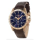 Officina Del Tempo - Sportivo - Chrono - Blue Dial - Brown Leather Strap by Officina Del Tempo