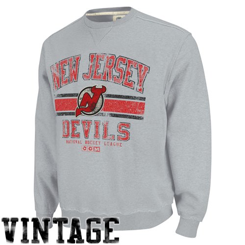New Jersey Devils Grey Team Classic Fleece Crewneck Sweatshirt
